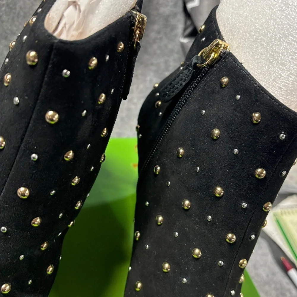 Kate Spade Kate Genuine Suede Leather STARR Studded heel Ankle Booties  8 1/2
